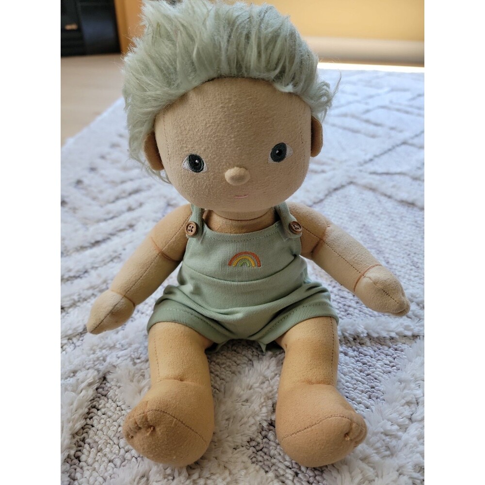 Ollie Ella Dinkum Doll Poseable With Outfit/Green Hair